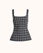 Inna Top in Charcoal Windowpane