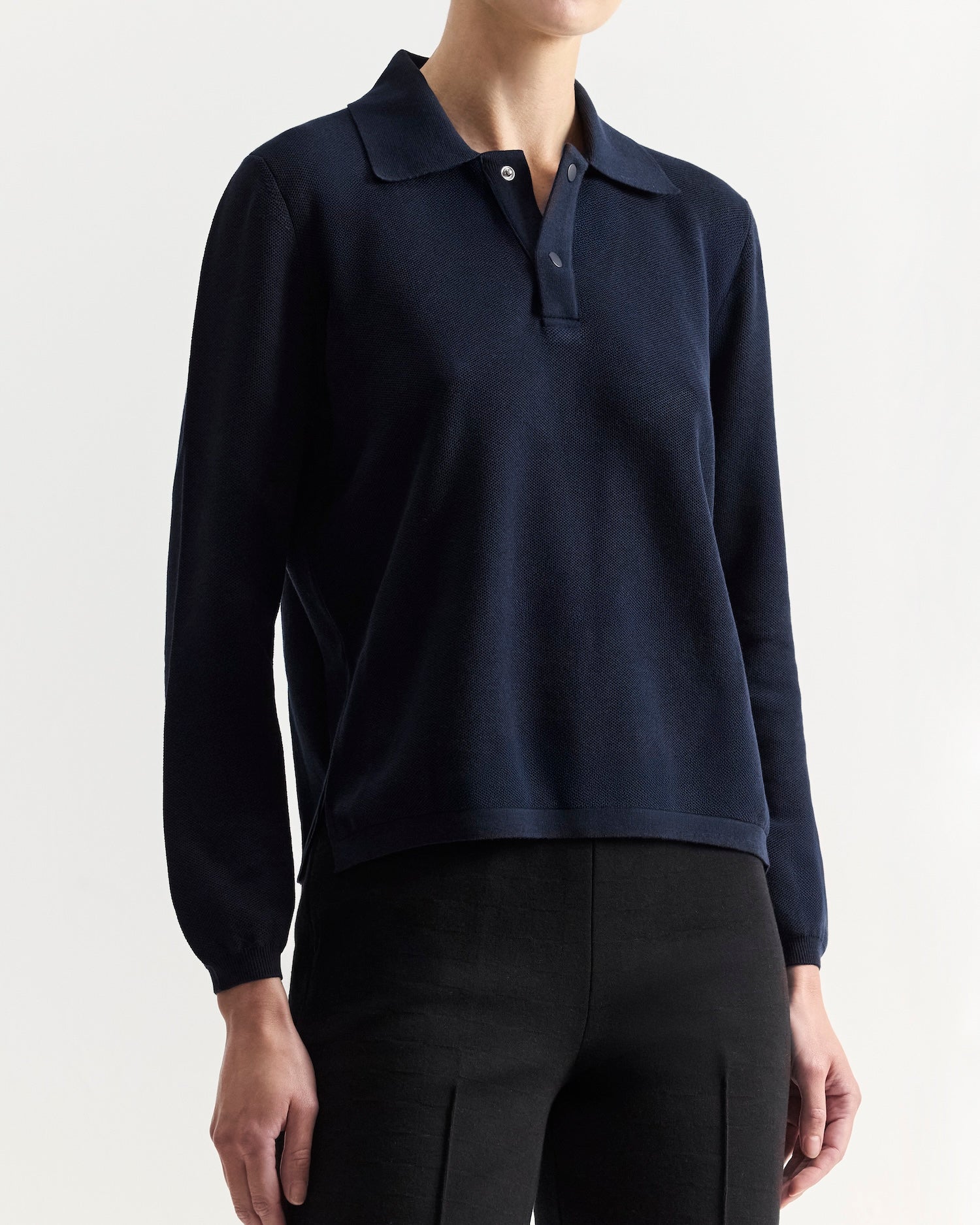 Long Sleeve Brooke Polo in Navy