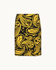 Ava Skirt in Black/Yellow Cosmic Paisley