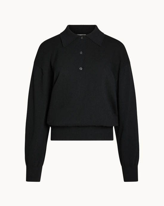 Elyse Oversized Polo in Black