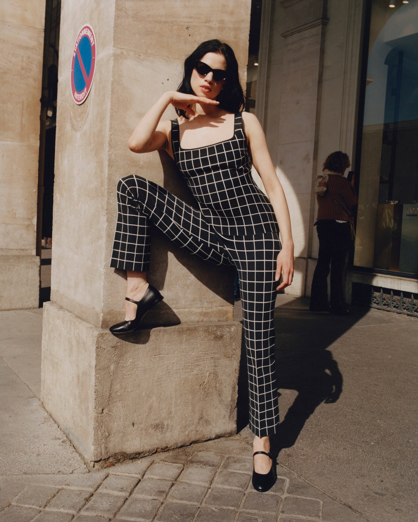 Louis Pant in Charcoal Windowpane