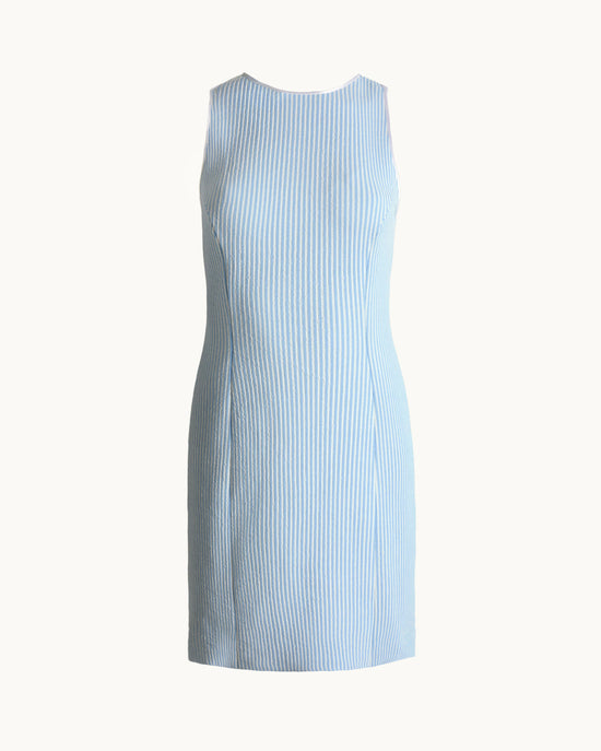 Isla Dress in Pale Blue Seersucker