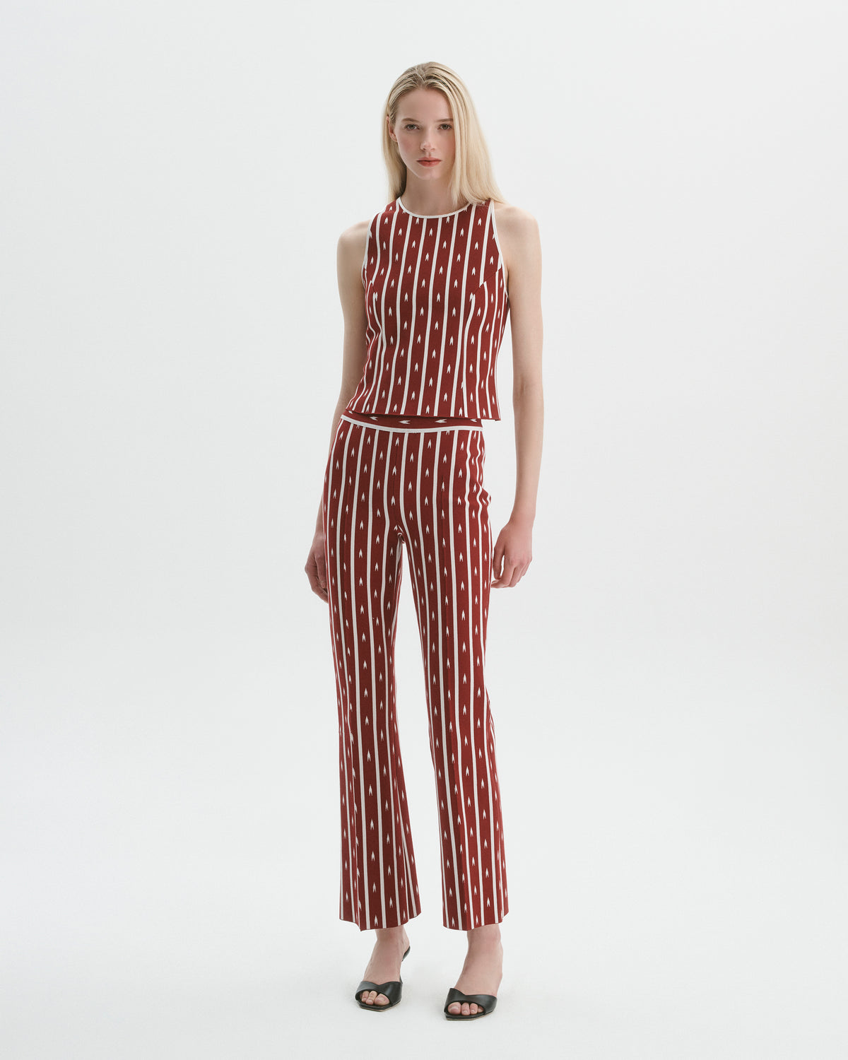 Sara Top in Merlot/Ivory Arrow Stripe