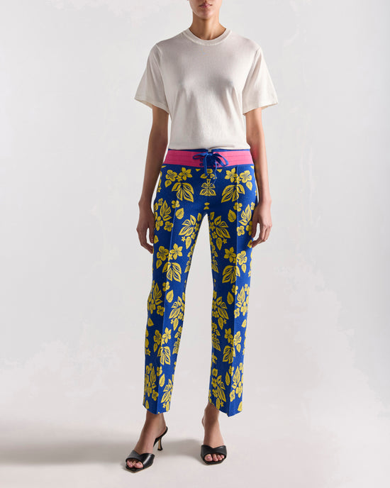 Lane Pant in Royal/Yellow Floral