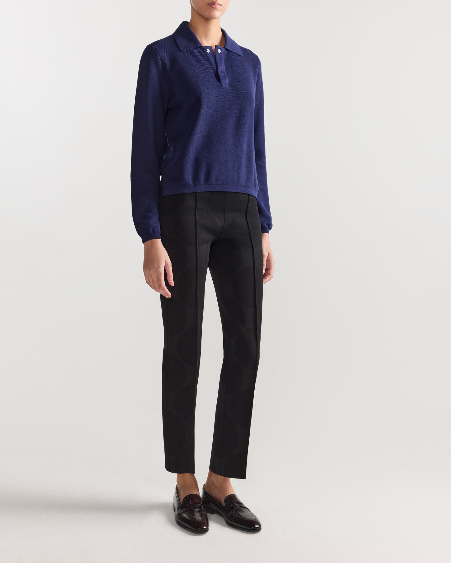 Long Sleeve Brooke Polo in Navy