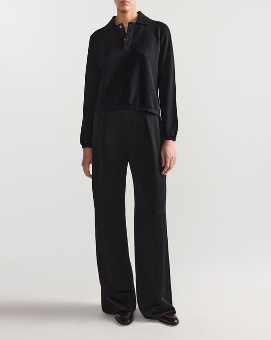 Long Sleeve Brooke Polo in Black