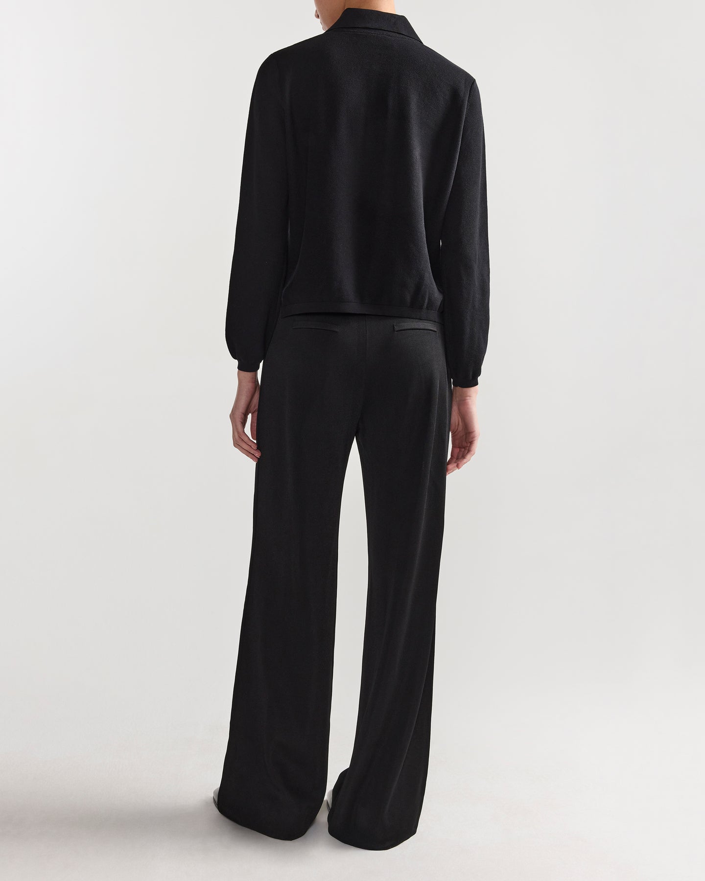 Long Sleeve Brooke Polo in Black