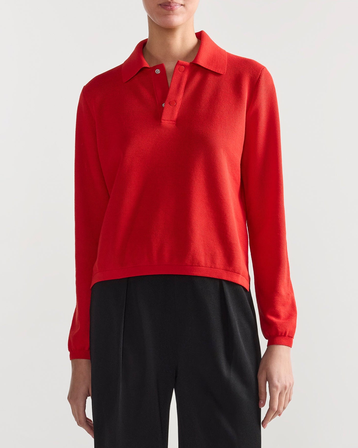 Long Sleeve Brooke Polo in Red