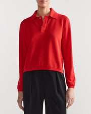 Long Sleeve Brooke Polo in Red