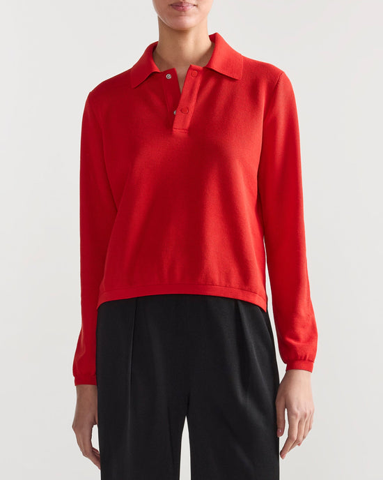 Long Sleeve Brooke Polo in Red