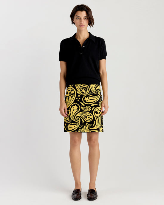 Ava Skirt in Black/Yellow Cosmic Paisley