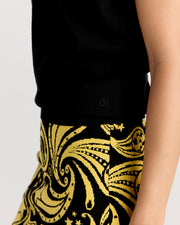 Ava Skirt in Black/Yellow Cosmic Paisley