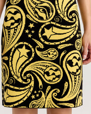 Ava Skirt in Black/Yellow Cosmic Paisley
