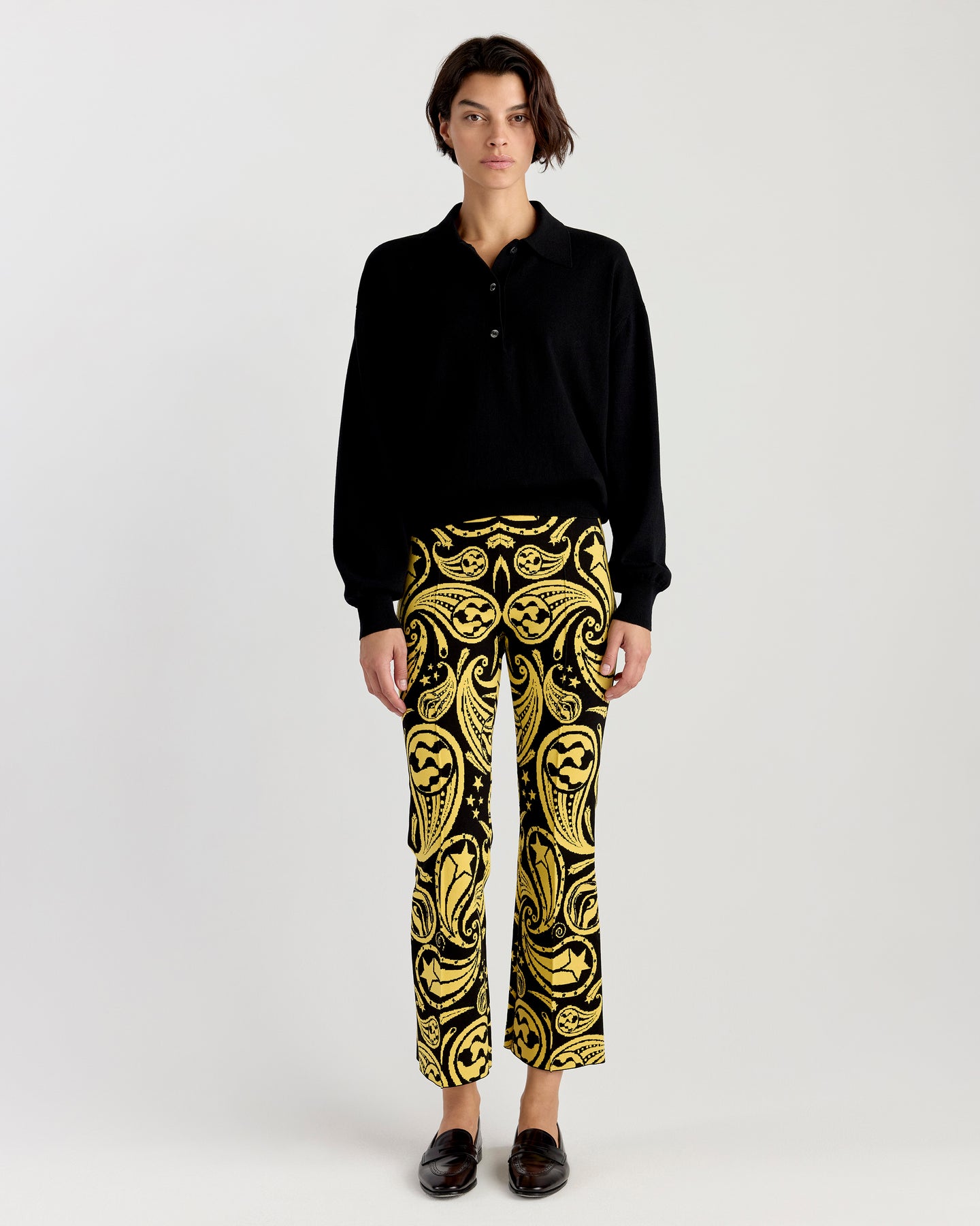 Kick Pant in Black/Yellow Cosmic Paisley