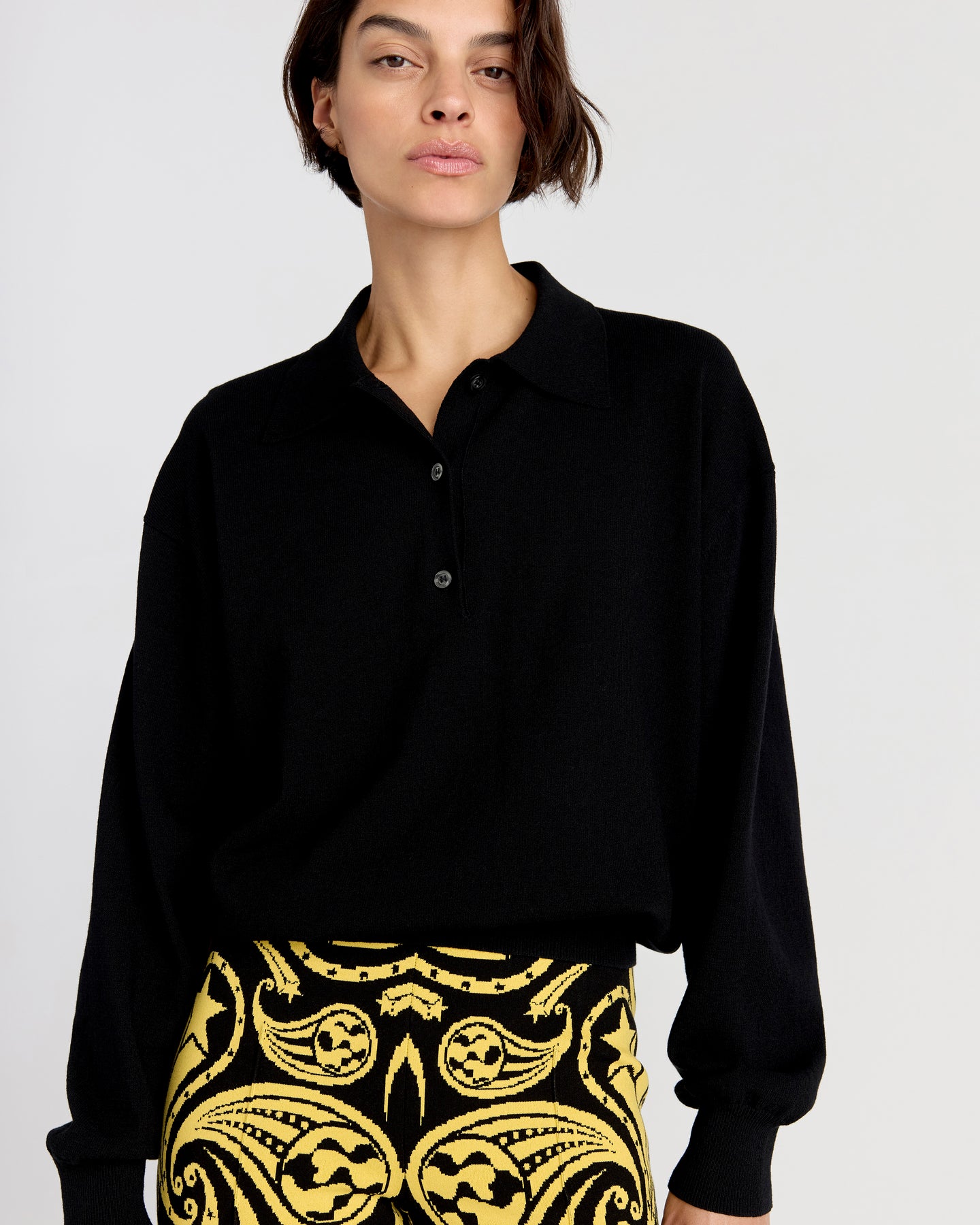 Elyse Oversized Polo in Black