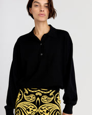 Elyse Oversized Polo in Black