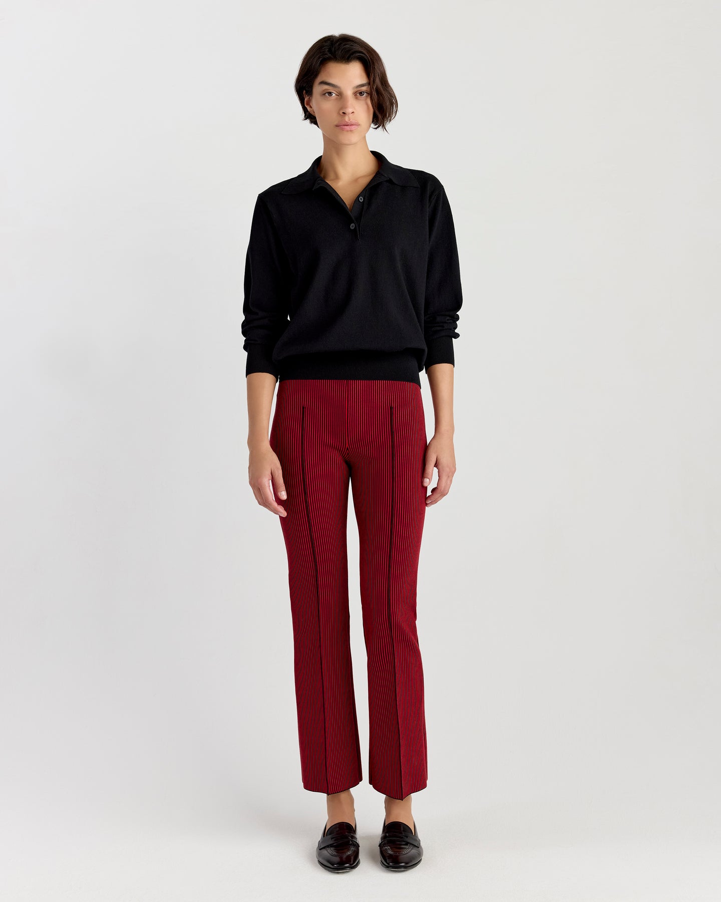 Kick Pant in Black/Red Seersucker