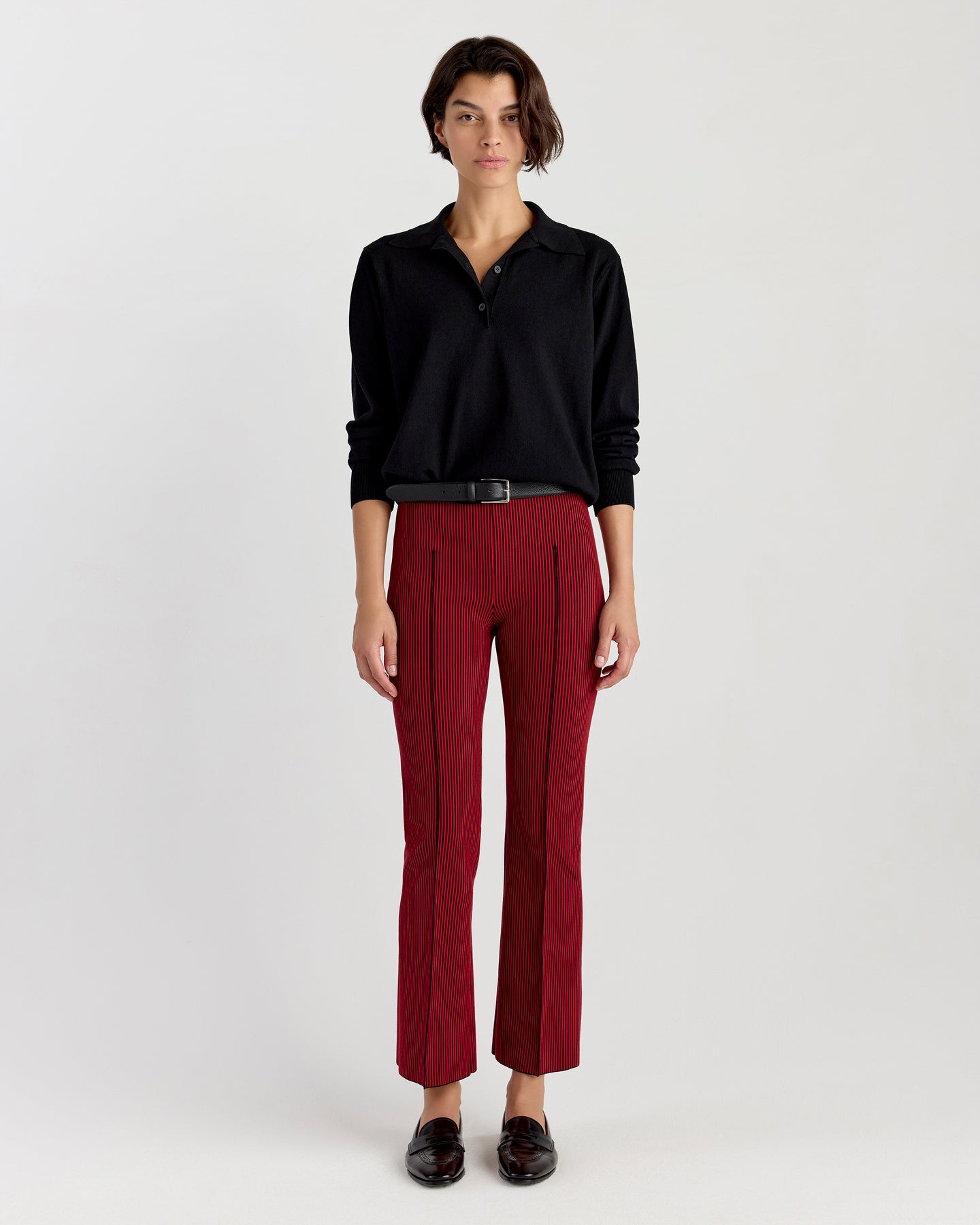 Kick Pant in Black/Red Seersucker