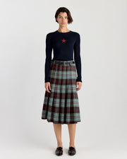 Floren Plaid Skirt in Sage/Red Combo