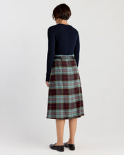 Floren Plaid Skirt in Sage/Red Combo