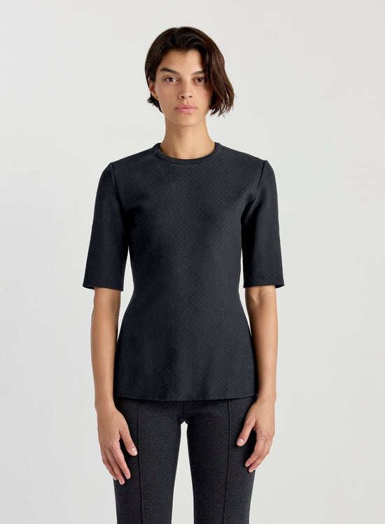 Wes Top in Charcoal Mini Check