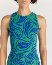Isla Dress in Kelly/Royal Cosmic Paisley