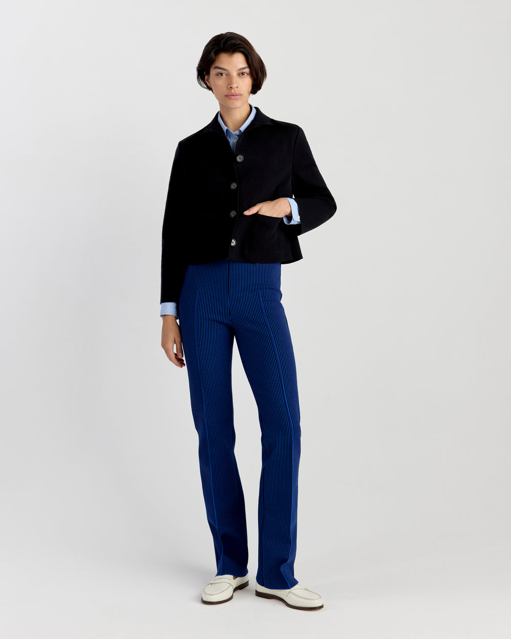 Luke Pant in Royal/Black Seersucker