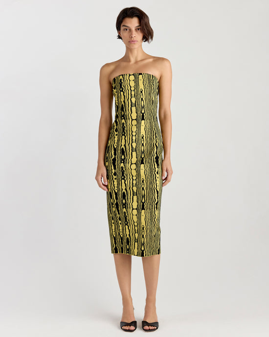 Stella Dress in Black/Yellow Moire