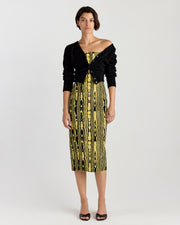 Stella Dress in Black/Yellow Moire