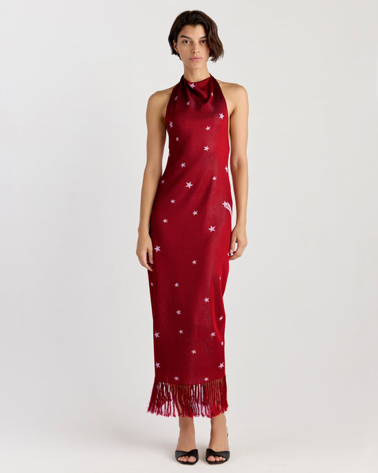 Elton Dress in Ruby/Ivory