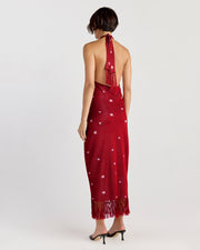 Elton Dress in Ruby/Ivory