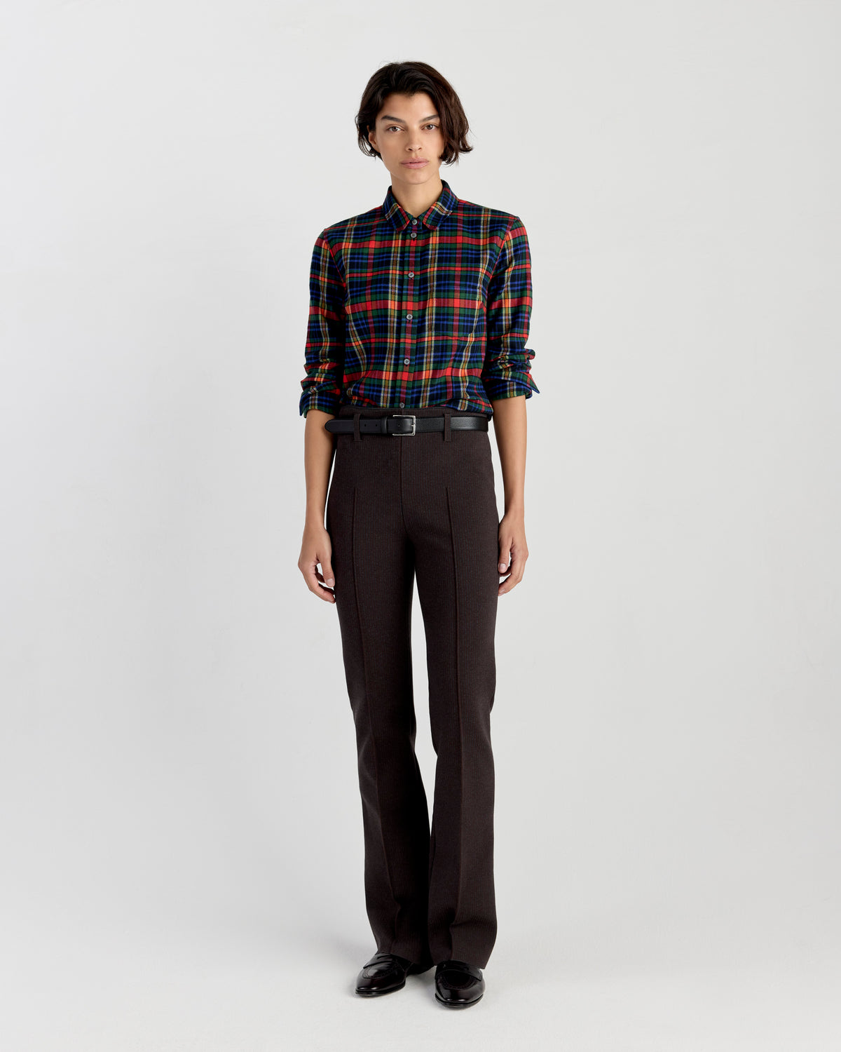 Luke Pant in Charcoal/Chocolate Seersucker
