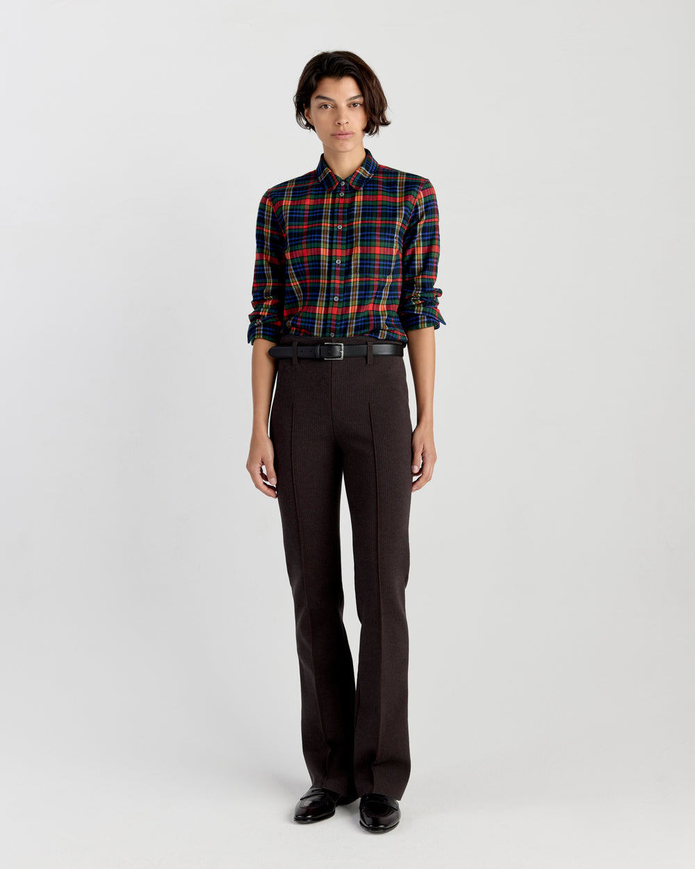 Luke Pant in Charcoal/Chocolate Seersucker