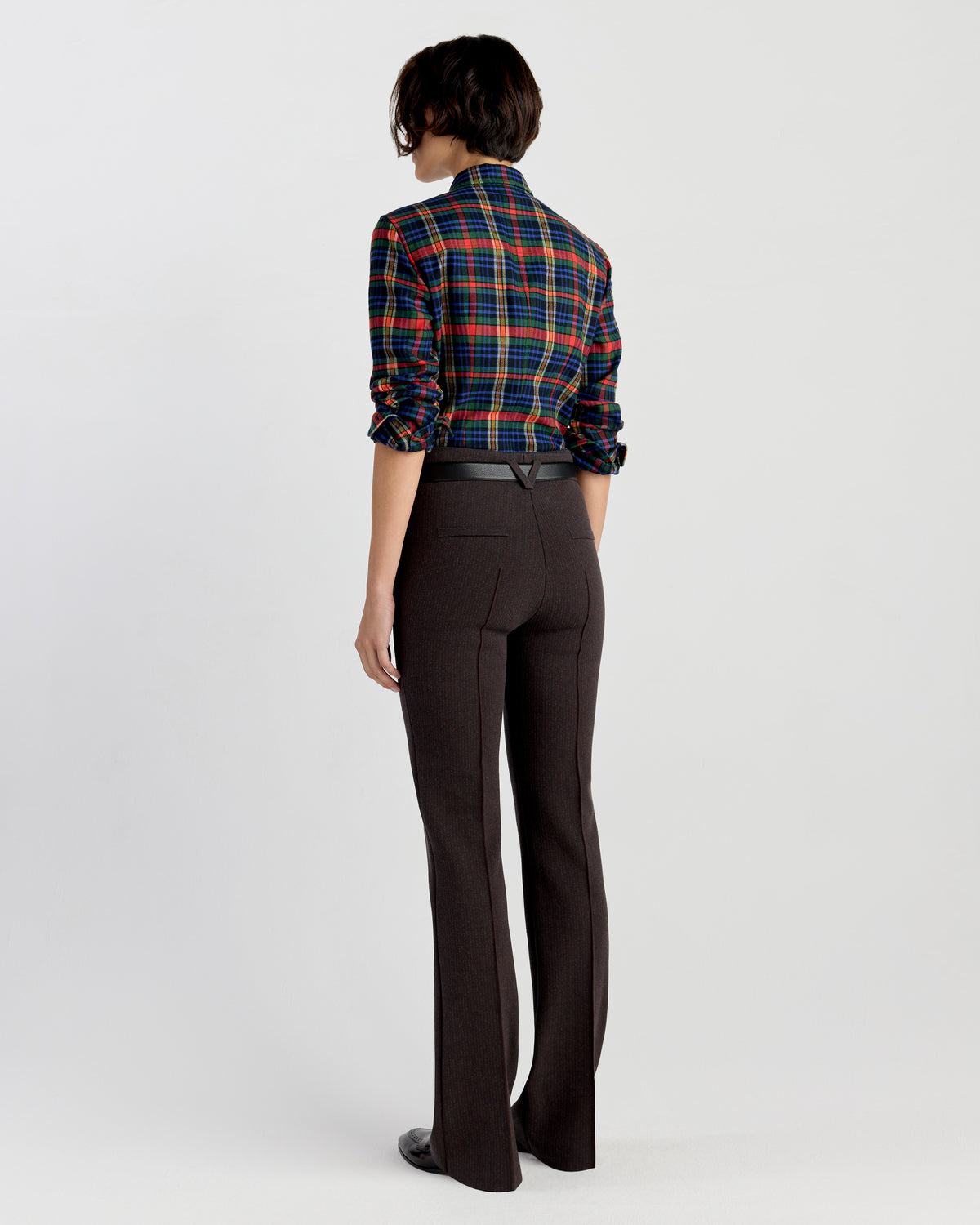 Luke Pant in Charcoal/Chocolate Seersucker