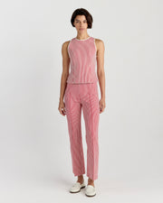 Kick Pant in Ivory/Red Seersucker