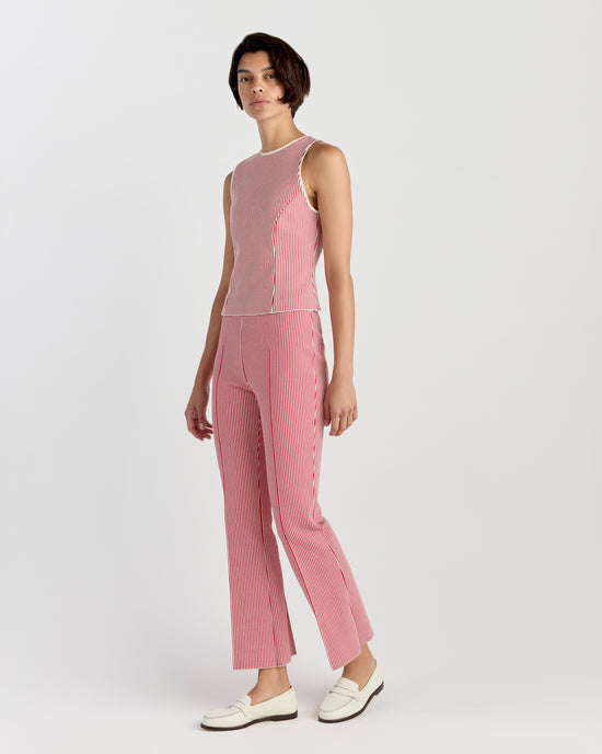 Kick Pant in Ivory/Red Seersucker