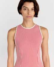 Sara Top In Ivory/Red Seersucker