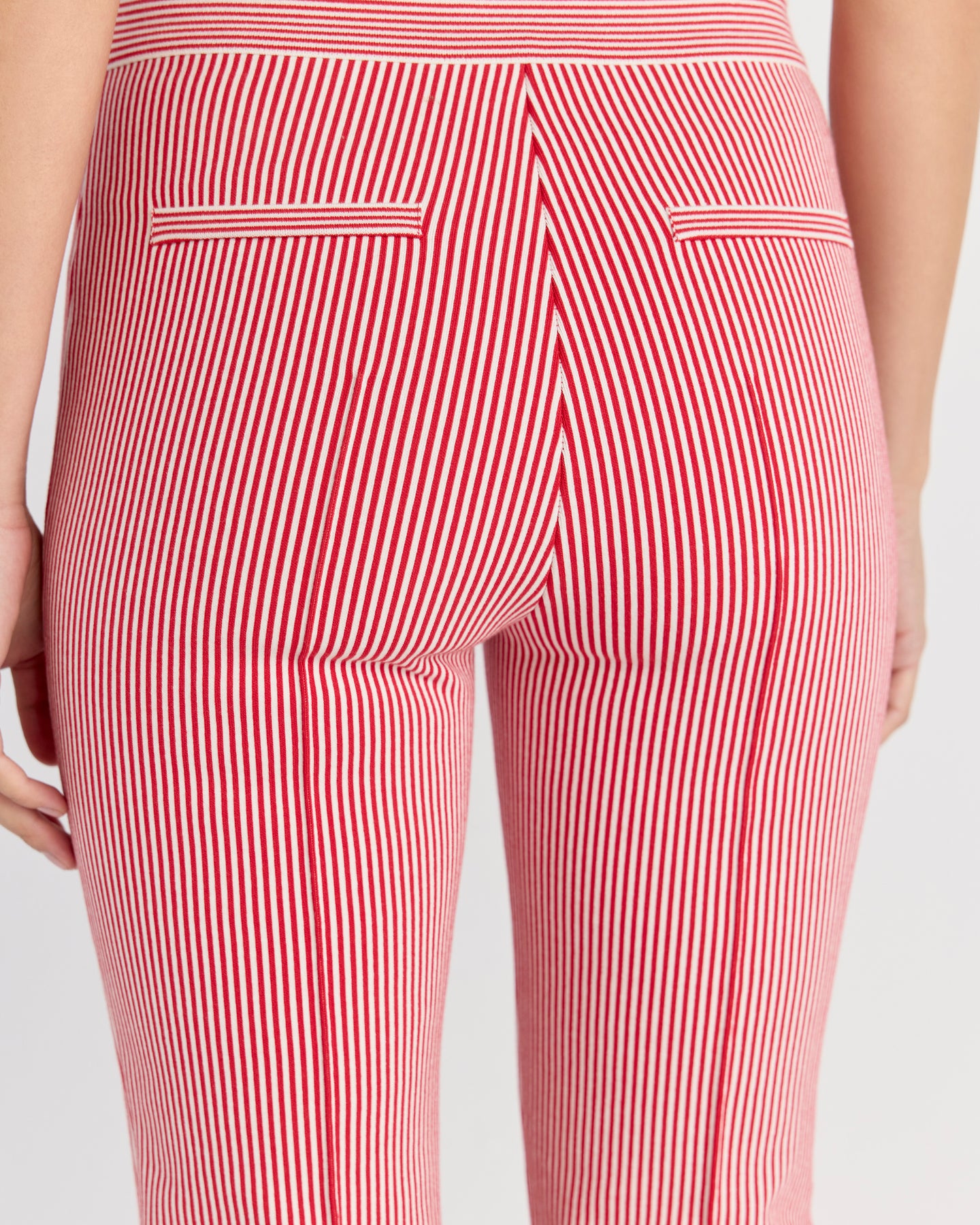 Kick Pant in Ivory/Red Seersucker