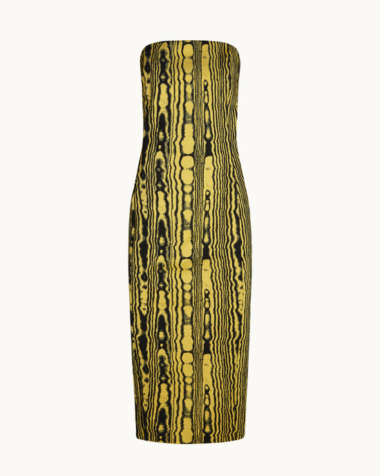 Stella Dress in Black/Yellow Moire