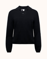 Long Sleeve Brooke Polo in Black