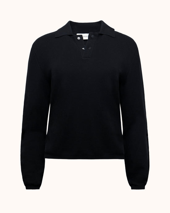Long Sleeve Brooke Polo in Black