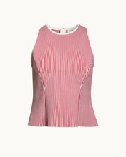 Sara Top In Ivory/Red Seersucker