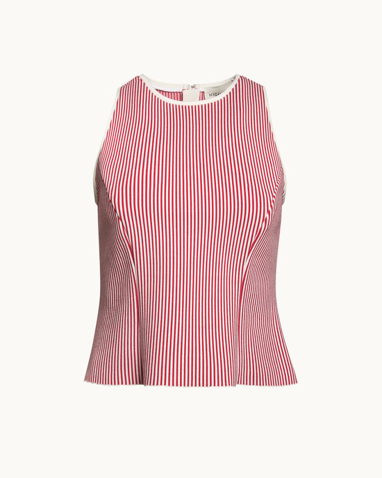 Sara Top In Ivory/Red Seersucker