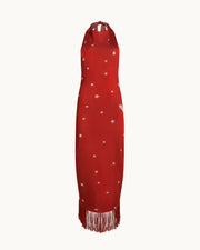 Elton Dress in Ruby/Ivory