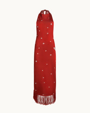 Elton Dress in Ruby/Ivory