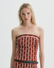 Dalia Bustier in Merlot/Ivory Arrow Stripe