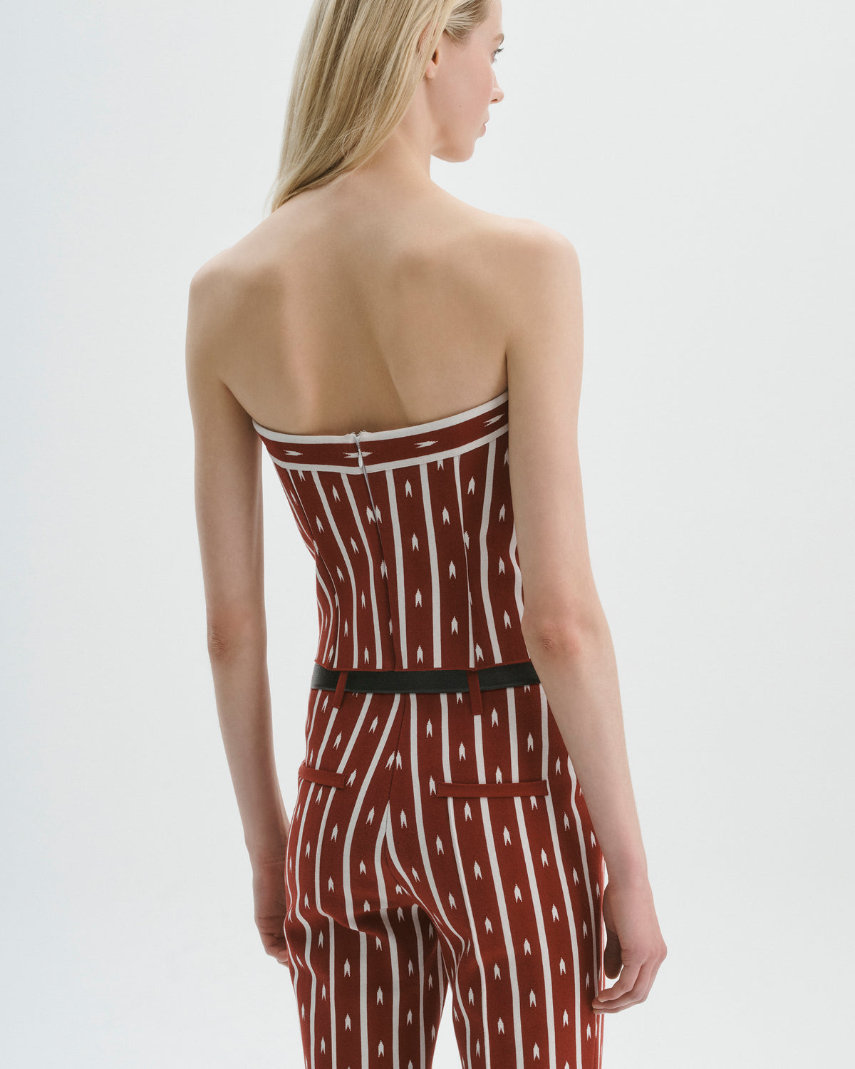 Dalia Bustier in Merlot/Ivory Arrow Stripe