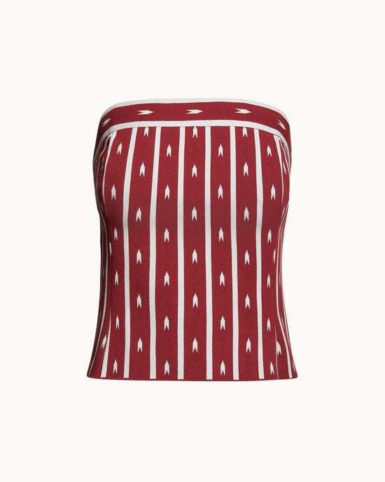 Dalia Bustier in Merlot/Ivory Arrow Stripe