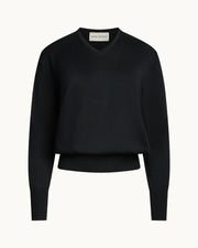Fine Wool Cashmere Elliott Sweater in Black