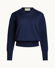 Fine Wool Cashmere Elliott Sweater in Midnight